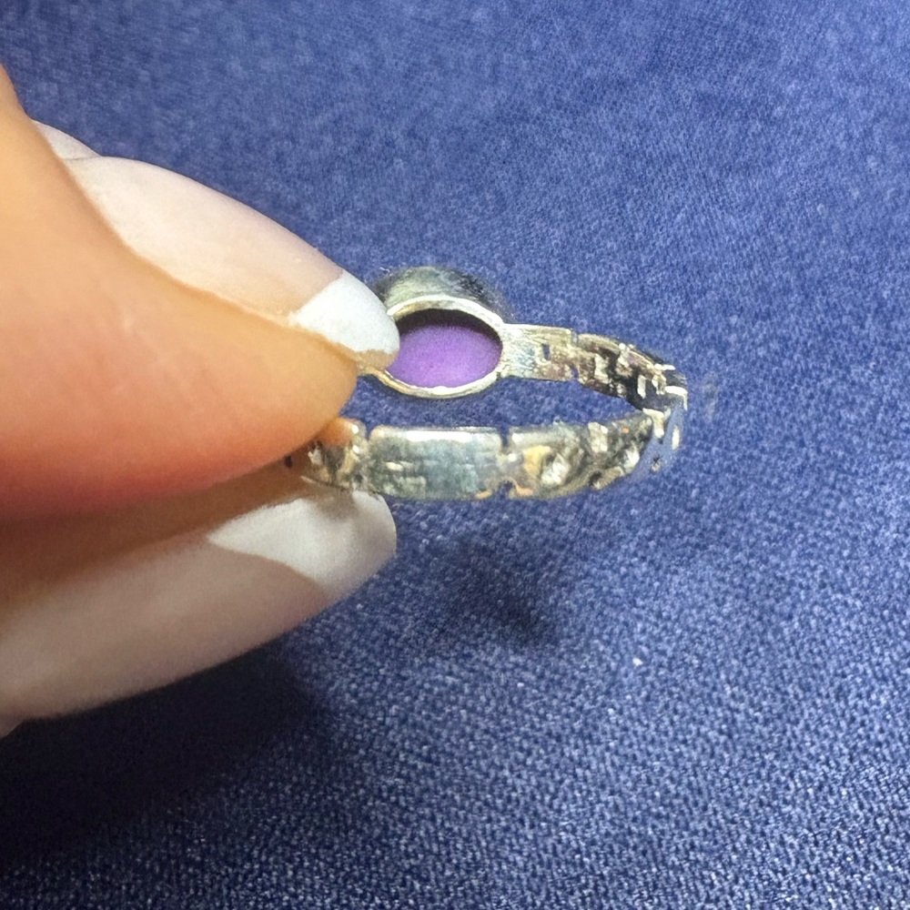 Ring Purple Mojave 925 Sterling Silver Chain Link Band - Picture 6 of 8